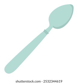 A blue and turquoise spoon on a white background. Flat design. For the design of posters, logos, labels. Pastel colors