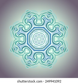 Blue turquoise stylized snowflake.