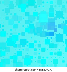 Blue turquoise vector abstract glowing background with random sizes rounded tiles square