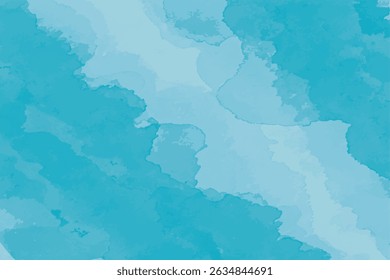 Blue and Turquoise Watercolor Waves. Vertical Watercolor Texture in Light Blue Tones. Abstract Watercolor Background with Blue Layers. Fluid Water in Watercolor Tones