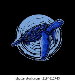 The blue turtle Illustration design