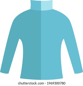 Blue turtle neck, icon illustration, vector on white background