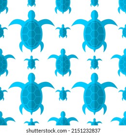 blue turtle pattern on white background. vector illustration