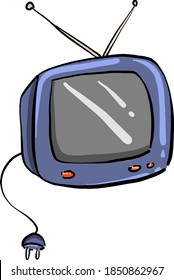 Blue TV, illustration, vector on white background