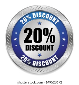 Blue twenty percent discount button