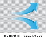 Blue twin arrow 3D curve direction gradient transparent on checkered background sign symbol vector illustration. 