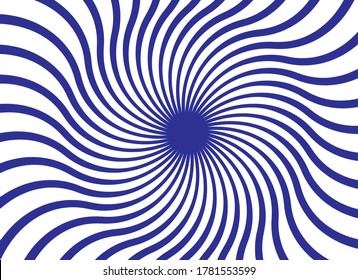 Blue Twirl Sunburst Pattern Abstract Background. Ray. Radial. Vector Illustration