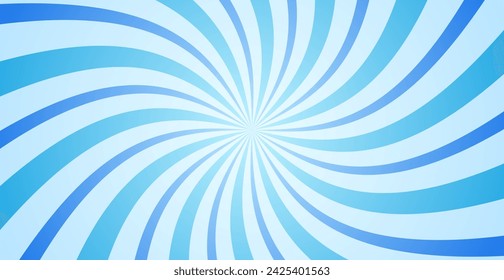 Blue Twirl Sunburst Pattern Abstract Background. Ray. Radial. Vector Illustration