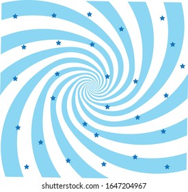 blue twist on a white background, blue stars on it, vector