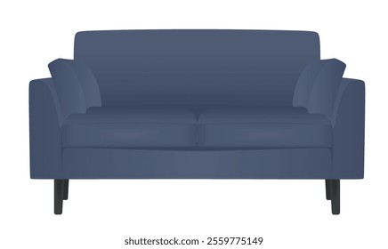 Blue two seats sofa bed, vector