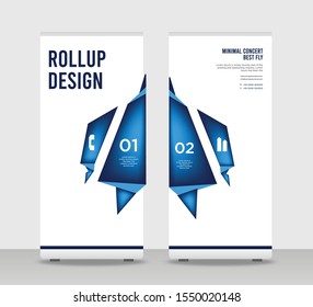 Blue two steps infographic Shapes Modern Exhibition Advertising Trend Business Roll Up Banner Stand Poster Brochure flat design template creative concept. colorful infographic roll Up EPS