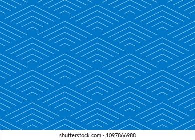 Blue two tone geometric line pattern seamless chevron abstract vector design.