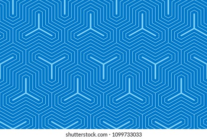 Blue two tone geometric line pattern seamless abstract vector design.