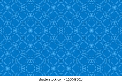 Blue two tone geometric line pattern seamless circle abstract vector design.