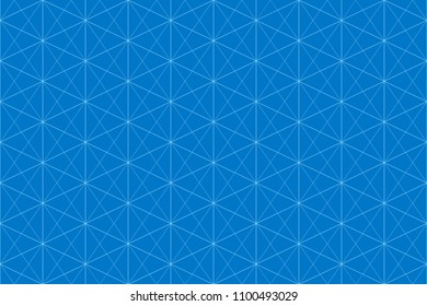 Blue two tone geometric line pattern seamless hexagon abstract vector design.