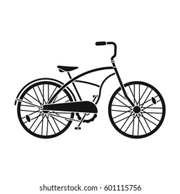 Blue two-wheeled bicycle for a ride through the city. Pleasure of transport.Different Bicycle single icon in black style vector symbol stock illustration.