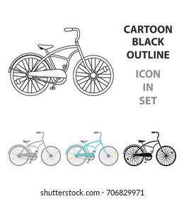 Blue two-wheeled bicycle for a ride through the city. Pleasure of transport.Different Bicycle single icon in cartoon style vector symbol stock illustration.