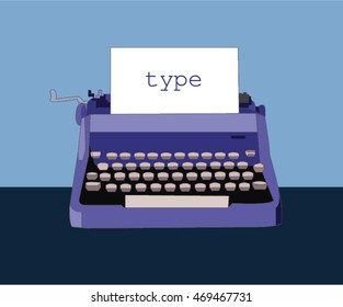 blue typewriter