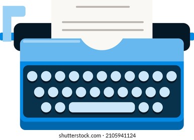 A Blue Typewriter Vector Illustration