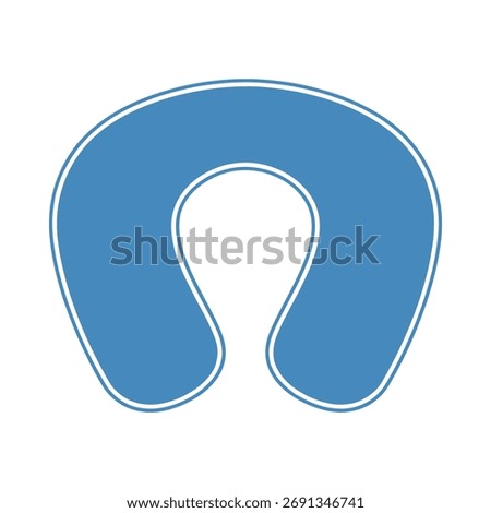 Blue U shape object with white outline on white background vector