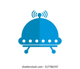 blue ufo vehicle transport transportation conveyance logo image vector icon silhouette