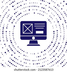 Blue UI or UX design icon isolated on white background. Abstract circle random dots. Vector