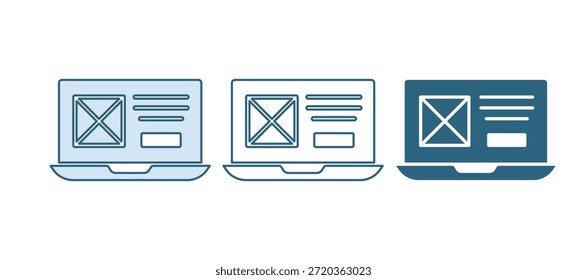 Icono azul del diseño de UI o UX aislado en el fondo blanco.  Vector