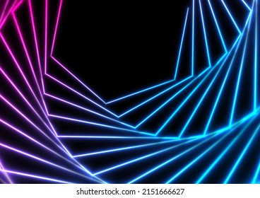 Blue ultraviolet laser lines abstract hi-tech neon background. Glowing vector design