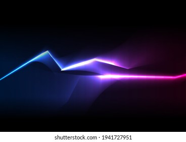 Blaues ultraviolettes Neon, das Laserzeilen glänzt, Hightech-Hintergrund. Futuristisches Vektordesign