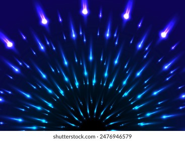 Azul ultravioleta brillante estrella rayos abstracto brillante fondo. Tecnología diseño de Vector futurista
