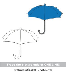 Blue Umbrella to be traced only of one line, the tracing educational game to preschool kids with easy game level, the colorful and colorless version.
