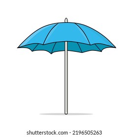blue umbrella, blue beach umbrella, blue sunshade vector logo icon design illustration wallpaper background