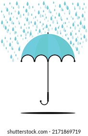 Blue umbrella for calm during the storm