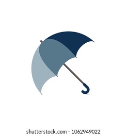 Blue umbrella in cartoon style on white background. vector. illustration