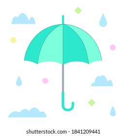 The blue umbrella. Flat design. Isolated icon on white background. Vector illustration.