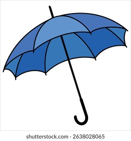 Blue umbrella flat icon vector illustration for rain protection. Weather safety design ideal for apps and websites.
