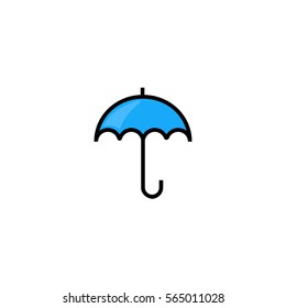 Blue umbrella flat line icon