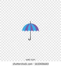 Blue umbrella flat style isolated on blue background
