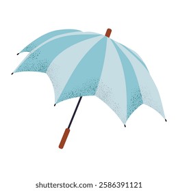 Blue umbrella, hand-drawn spring vector illustration, minimalistic style, perfect for spring designs, rainy weather, invitations, and seasonal projects, isolated on white background.