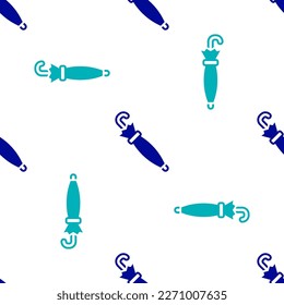 Blue Umbrella icon isolated seamless pattern on white background. Insurance concept. Waterproof icon. Protection, safety, security concept.  Vector