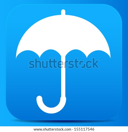 Blue Umbrella Icon on Background