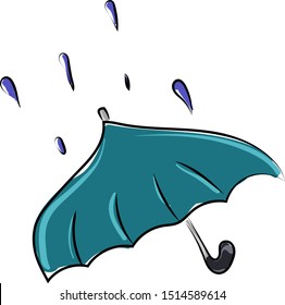 Blue umbrella, illustration, vector on white background.