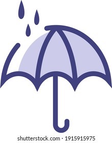 Blue umbrella, illustration, vector on white background.