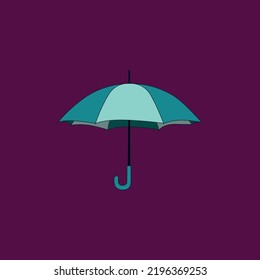 Blue umbrella isolated on pink background. Fashion style trends. Minimal design. Illustration.