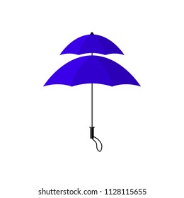 Blue umbrella isolated on white background. Vector Illustration.