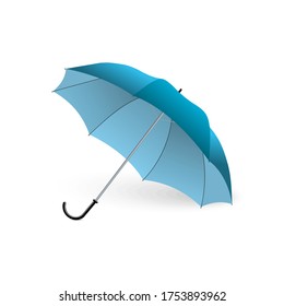 Blue Umbrella, isolated on white background, vector illustration.