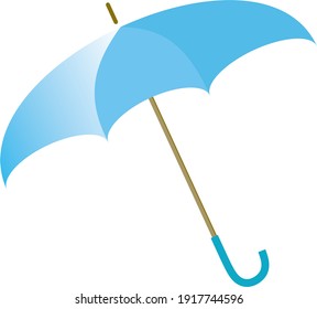 Blue umbrella on white background