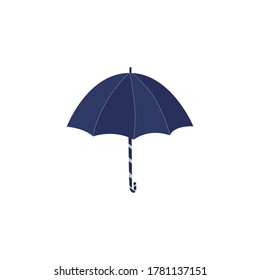 Blue umbrella in one copy. Drawn on a white background. Vector icons for advertising, infographic, presentation, banner, poster, cover.