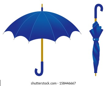 Blue Umbrella, Open And Closed