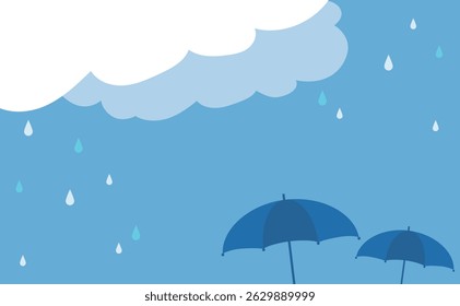 Blue umbrella and rain vector illustration
